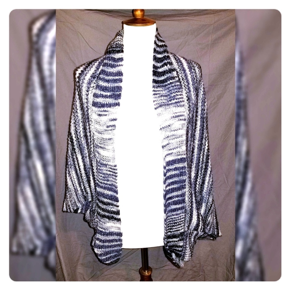 Chicos Blue and White Cocoon Sweater, OS